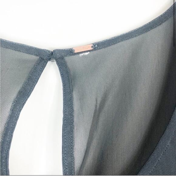 Free people burst ditsy grey floral mesh ruffle mini dress - Picture 3 of 11